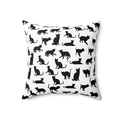 Black Cat AOP Spun Polyester Square Pillow