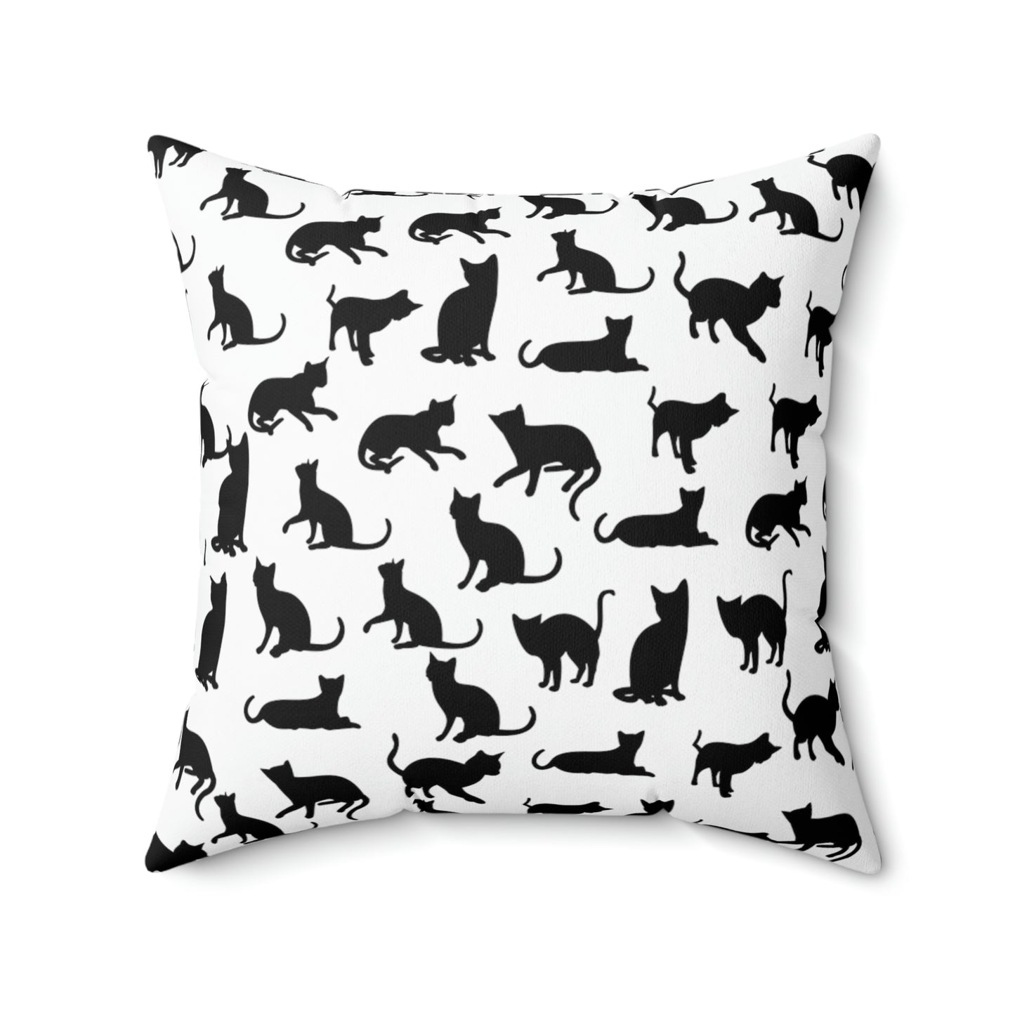 Black Cat AOP Spun Polyester Square Pillow