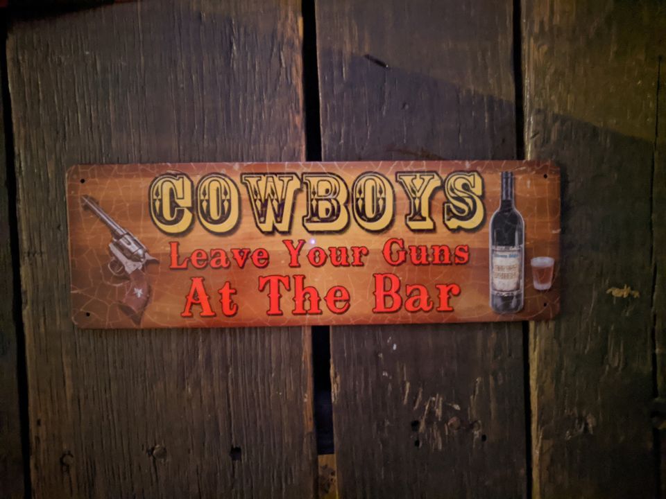 Cowboys Leave your Gun at the Bar Tin Sign 10.5"x3.5"