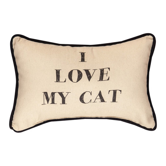 I Love My Cat Word Pillow 12.5x8 Throw Pillow