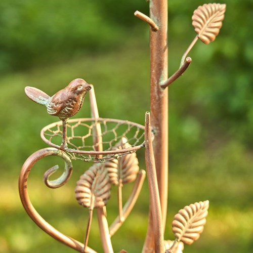 Antique Copper Teapot Birdhouse Garden Stake Square Teapot