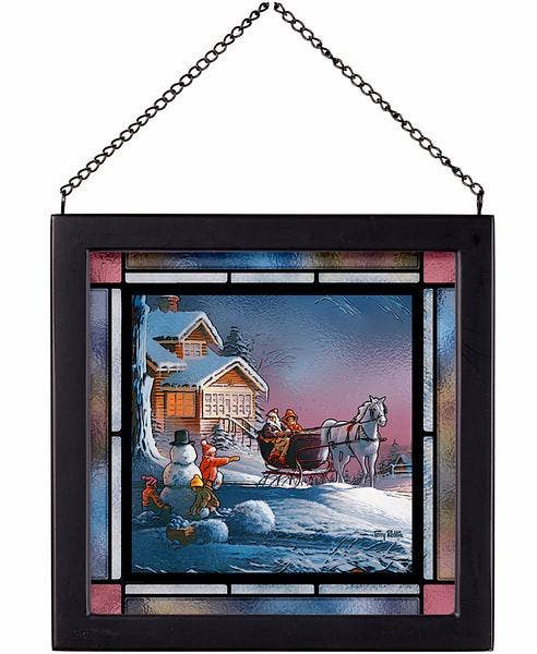 Winter Wonder Framed 9X9 Stained Glass -  Redlin